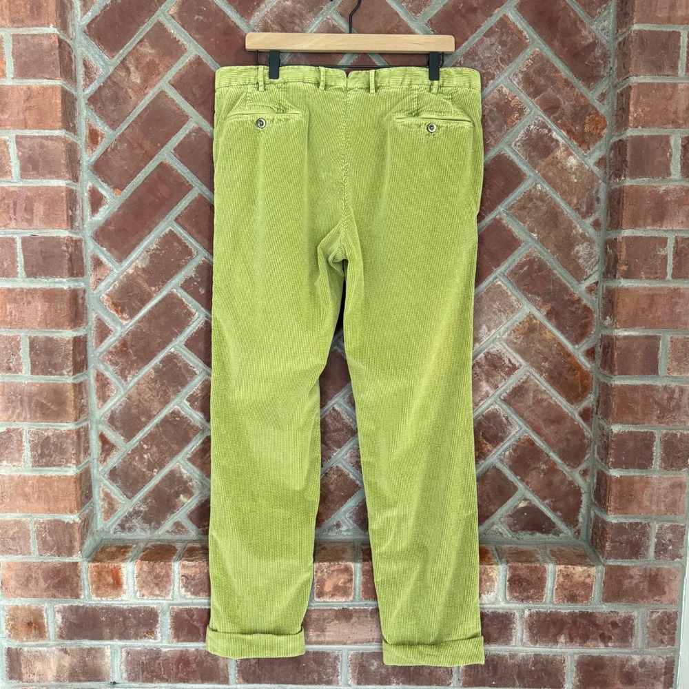 PT Torino Corduroy Pants Mens 52 36x30 Lime Green Slim Fit Stretch Cuffed Italy - Picture 2 of 12